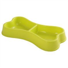 Двойная миска для животных PetStandArt, пластик, зеленый, 0.2 л