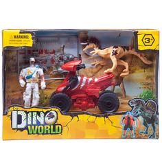 Игровой набор Junfa Мир динозавров (динозавр, квадроцикл, фигурка человека, акссесуары)