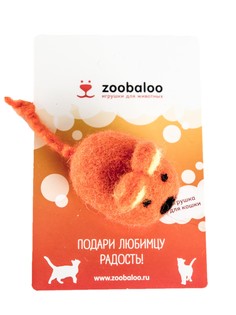 Мягкая игрушка для кошек Zoobaloo Шерстяная мышь Эмма, оранжевый, 6 см