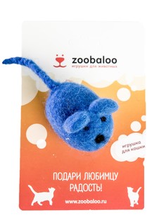 Мягкая игрушка для кошек Zoobaloo Шерстяная мышь Эмма, синий, 6 см