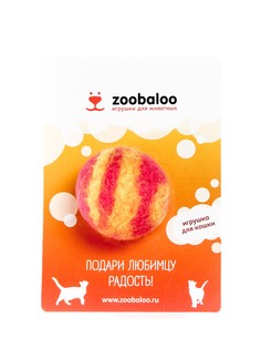 Шерстяной мяч для кошек Zoobaloo Фьюжн, желтый, красный, 4 см