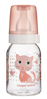 Бутылочка Canpol Cheerful animals, 120 м., 3м+, 11/851prz котенок розовый