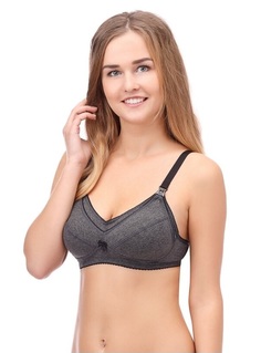 Бюстгальтер послеродовой ФЭСТ, размер 85-B, темно-серый меланж/чёрный