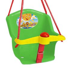 Подвесные качели R-Toys Бонифаций с барьером и клаксоном цвет зелёный