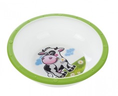 Миска пластиковая Canpol Little cow арт. 4/416, 4м+, цвет зеленый, рисунок коровка