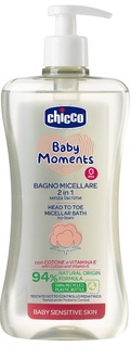 Мицеллярная пена для ванн 2 в 1 Chicco Baby Moments 0м+, 500 мл