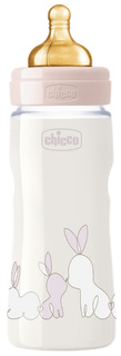 Бутылочка Chicco Original Touch, PP, латекс, 330 мл, 4м+, цвет розовый