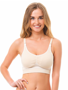 Бюстгальтер бесшовный для кормящих женщин ФЭСТ, размер 75-B, бежевый