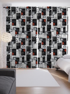 Шторы JoyArty с фотопечатью "Геометрический узор" из сатена, 290х265 см