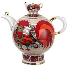 Чайник доливной Форма Семейный, Рисунок Красный петух, 1800 мл Императорский Фарфоровый Завод