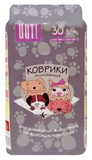 Пеленки для кошек и собак одноразовые OUT! гелевые с липучками 60 x 40 см, 10 шт