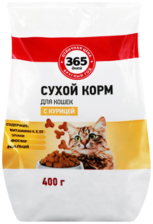 Сухой корм для кошек 365 дней, курица, 0.4кг