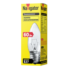 Лампа накаливания Navigator Е27 60 Вт прозрачная свеча 20 шт