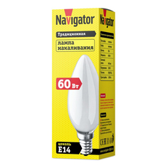 Лампа накаливания Navigator Е14 60 Вт матовая свеча 20 шт