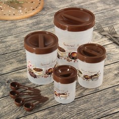 Набор банок для хранения с ложками "Coffe", 4 шт Вселенная Порядка