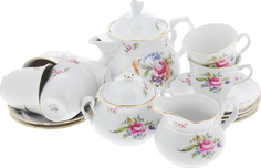 Чайный сервиз 6/9; "Menuet", декор "Мейсенский цветок, отводка золото" Thun 1794