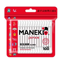 Палочки ватные гигиенические Maneki RED, 100 штук