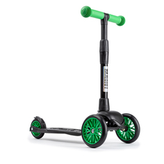 Трехколесный самокат Дерзкий Спорт детский, бесшумное шасси Super-CHASSIS, черный/зеленый !Дерзкий