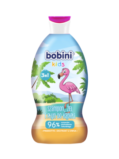 Шампунь, гель и пена для ванны 3 в 1 BOBINI CLASSIC Фламинго 1+, 330 мл