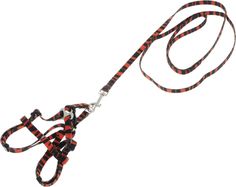 Шлейка с поводком для кошек Каскад нейлон 120см + 10 ммx20/40см, Тигровый