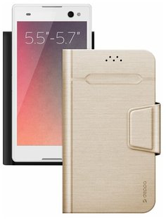 Чехол-подставка для смартфонов Deppa Wallet Fold L 5,5-6,5, gold