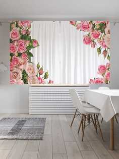 Шторы JoyArty c фотопечатью "Тоннель из роз" из сатена, 290х180 см