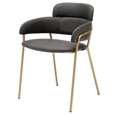 Стул Strike серая кожа с золотыми ножками StoreForHome / A-8109-GREYPU-GOLD