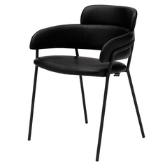 Стул Strike черная кожа с черными ножками StoreForHome / A-8109-BLACKPU-BLACK