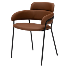 Стул Strike коричневая кожа с черными ножками StoreForHome / A-8109-BROWNPU-BLACK