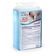 MEDMIL Пеленки впитывающие одноразовые 60*90 см. "Эконом" по 10 шт.