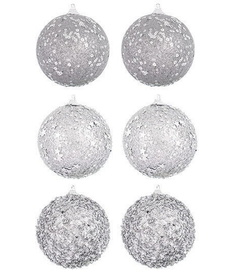 Набор 6 новогодних шаров 9,5х9,5 см "Серебро" Elan Gallery