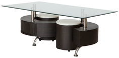 Журнальный столик Hoff Yingyang II 80319067 130х70х43/2х(29х33) см, венге/прозрачное