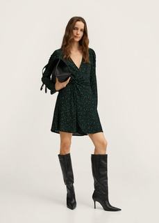 Принтованное платье с запахом - Moss2 Mango
