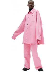 Джинсовая Оверсайз рубашка с патчем RAF Simons