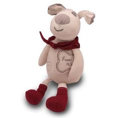 Мягкая игрушка - Собака в красной косынке и сапожках 27 см цвет: бежевый