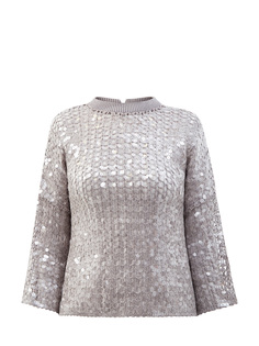 Джемпер Dazzling Embroidery из джута и хлопка с мерцающими пайетками Brunello Cucinelli