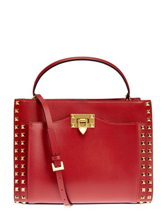 Кожаная сумка Alcove Rockstud с заклепками цвета античной латуни Valentino