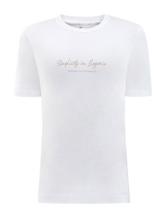 Хлопковая футболка с минималистичным принтом «Simplicity in elegance» Brunello Cucinelli