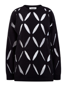 Шерстяной пуловер-oversize с ажурной вышивкой Valentino