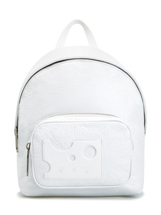 Белый рюкзак из фактурной кожи с логотипом Hands Off