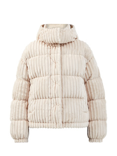 Светлый пуховик Daos из вельвета в макси-рубчик Moncler