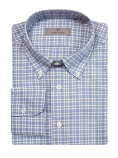 Рубашка из хлопка в клетку с воротником button-down Canali