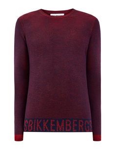 Пуловер из двухцветной шерсти и акрила с принтом-интарсией Bikkembergs