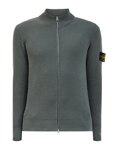 Кардиган из фактурной шерстяной пряжи с застежкой на молнию Stone Island