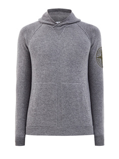 Худи из шерстяной пряжи с капюшоном и макро-логотипом Stone Island