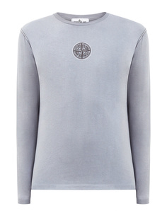 Хлопковый лонгслив из джерси с макро-принтом и вышивкой Stone Island