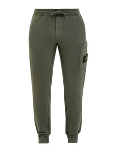 Хлопковые брюки-джоггеры с накладным карманом и нашивкой Stone Island