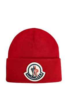 Яркая шапка из шерсти с макро-логотипом Moncler