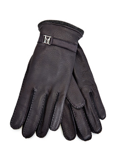 Кожаные перчатки с подкладкой из кашемира и литым логотипом Moreschi