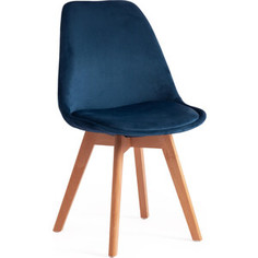 Стул TetChair Secret De Maison Tulip Soft (mod. 74) вельвет/дерево синий (HLR 63) натуральный